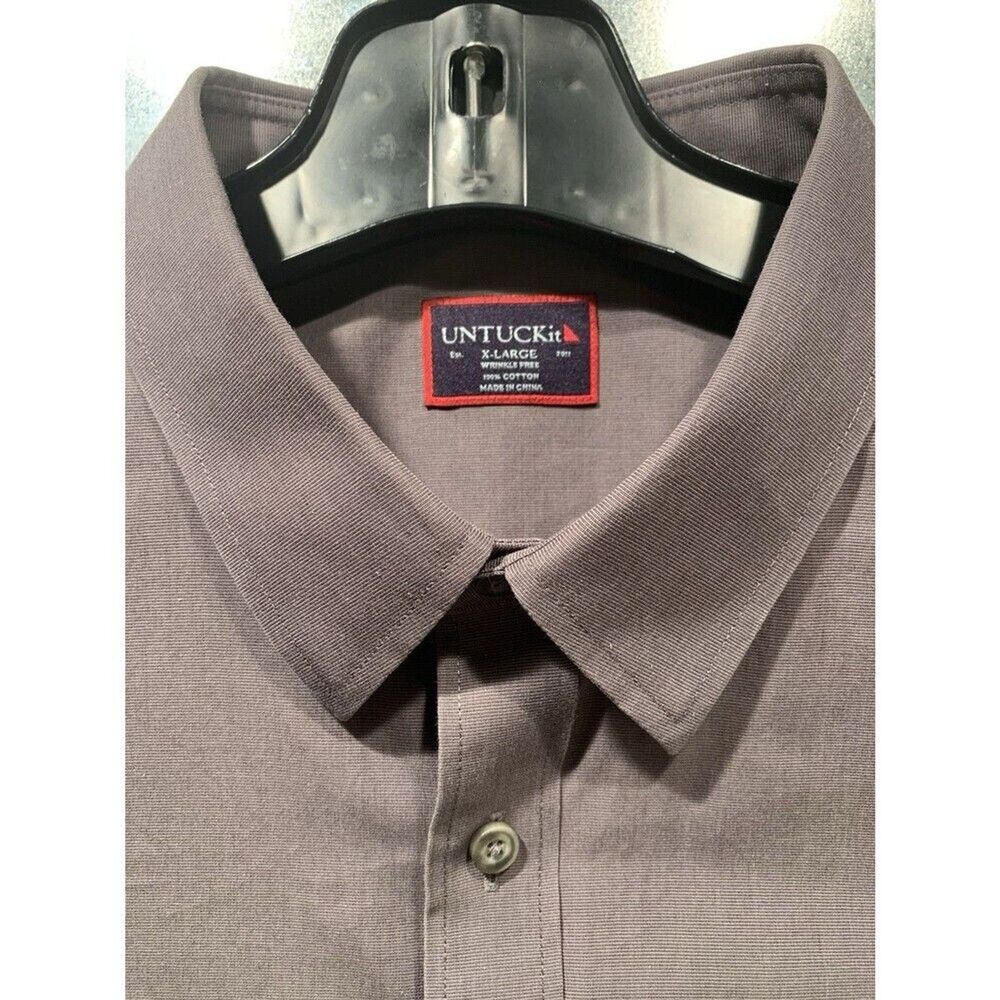 Untuckit Shirt Men XL Extra Large Sangiovese-WF Grey Wrinkle Free Cotton